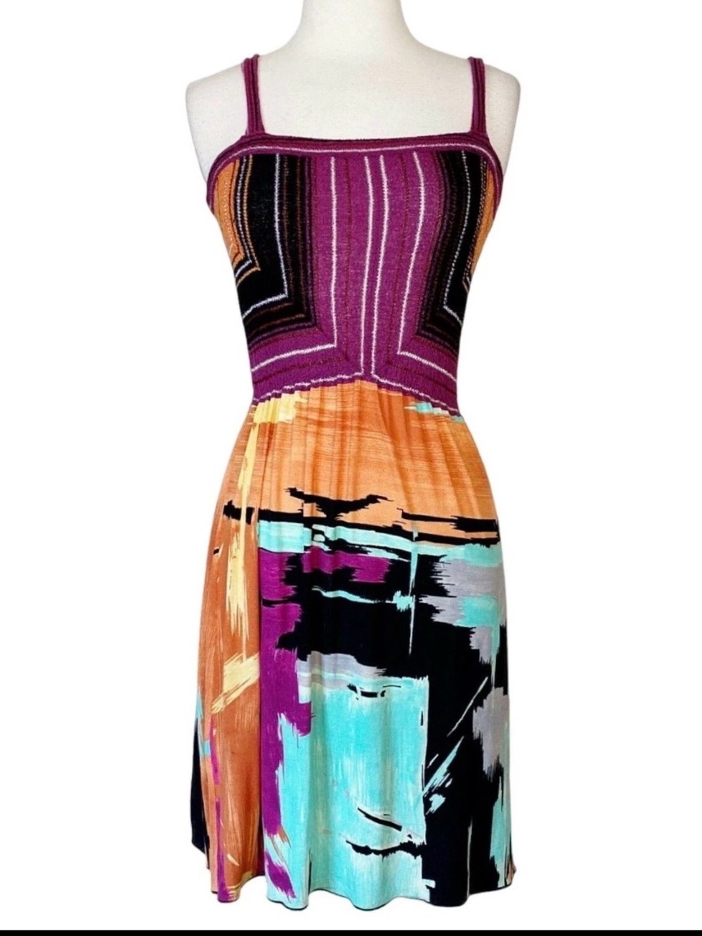 M Missoni Multicolor Knit Jersey Dress IT 40 US 4 Cotton Viscose Made in Italy